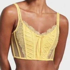 Victoria’s Secret Dream Angels Lemon Yellow Unlined Lace-up Corset Top XS